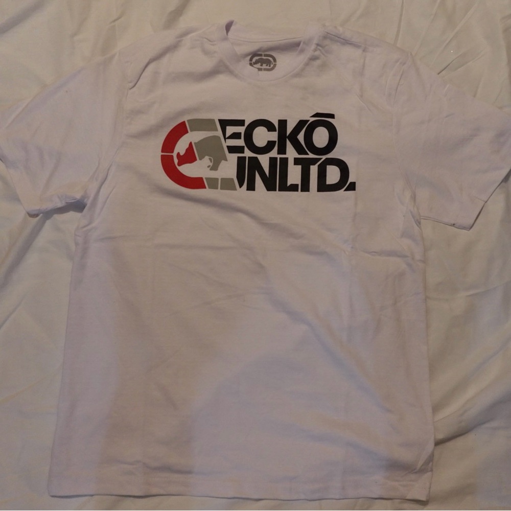Ecko Unlimited White and Red Logo T-Shirt